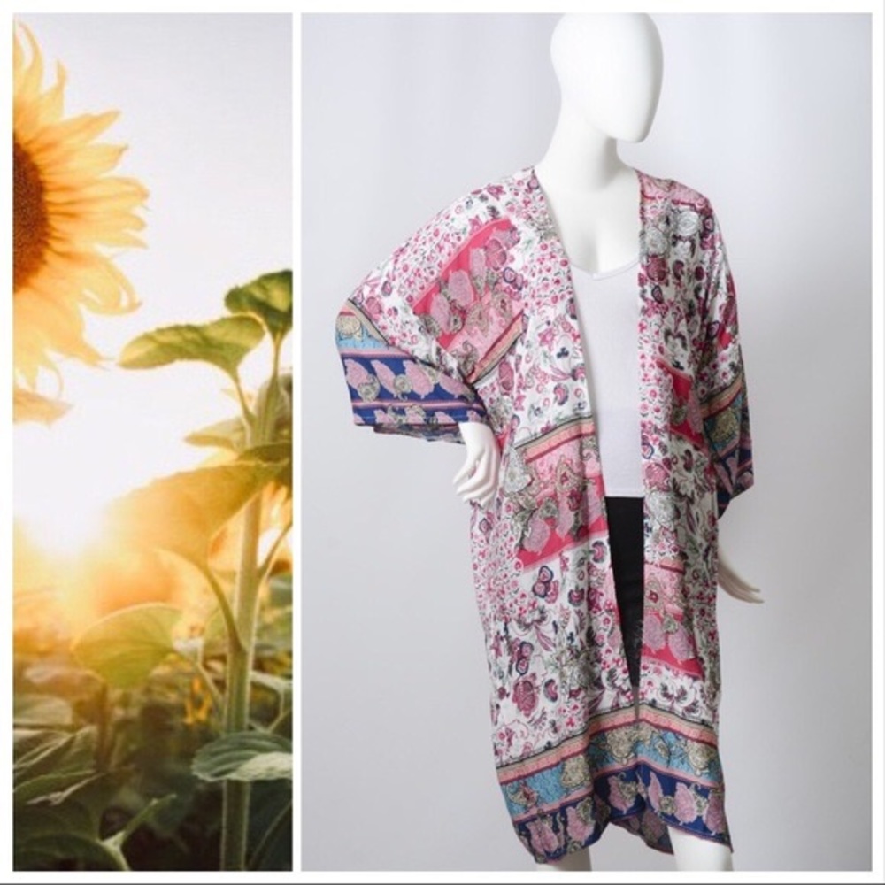 Multi Print Boho Long Kimono - Picture 3 of 8